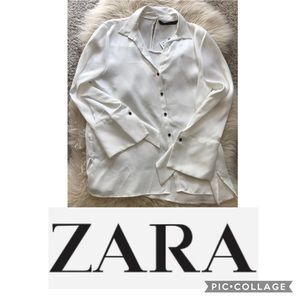 Zara Heavy Satin Blouse with Asymmetrical Cuffs